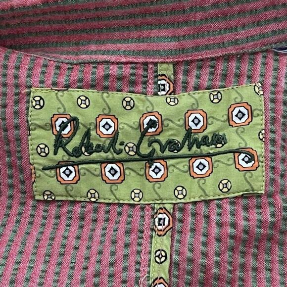 Robert Graham Womens Pink Green Seersucker Striped Collared Blouse Shirt Sz S - Picture 2 of 10